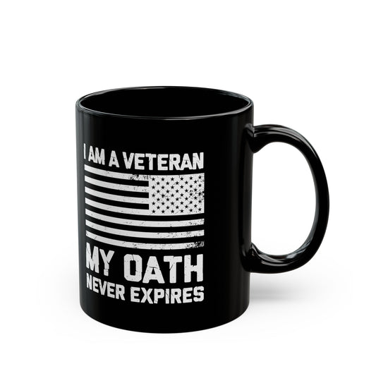 Black Military Coffee Cup with Distressed Flag – Patriotic Gift for Men & Women