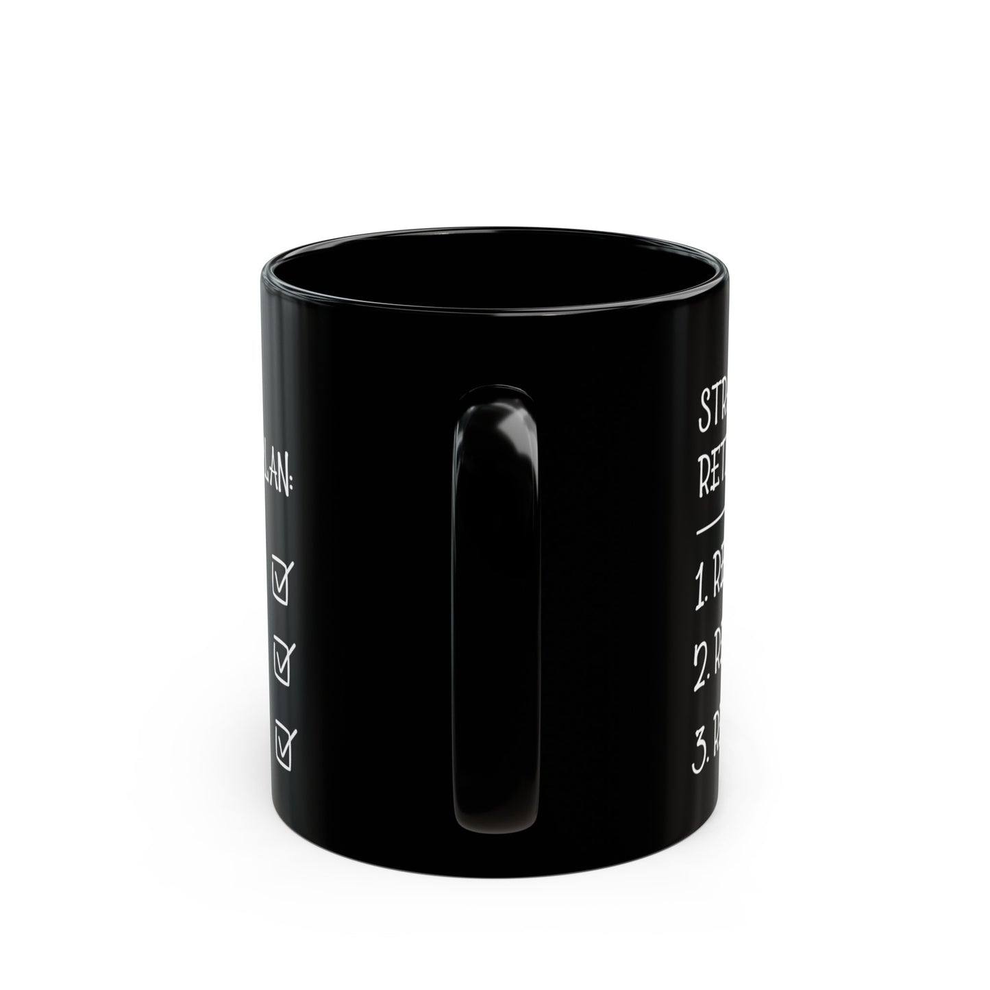 Strategic Retirement Plan Black Mug – Ideal Gift for Retirees
