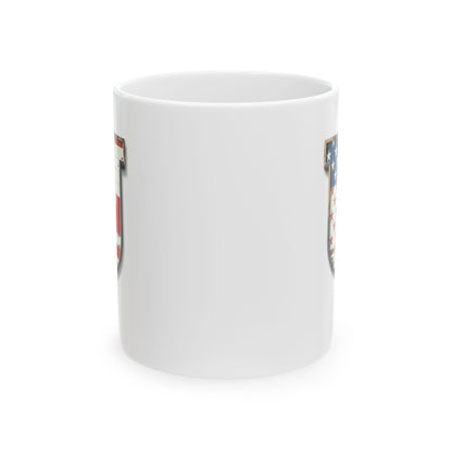White American Flag Mug with Letter U and Name Uriel Personalized Patriotic Coffee Cup Gift for Men Veterans or USA Flag Lovers