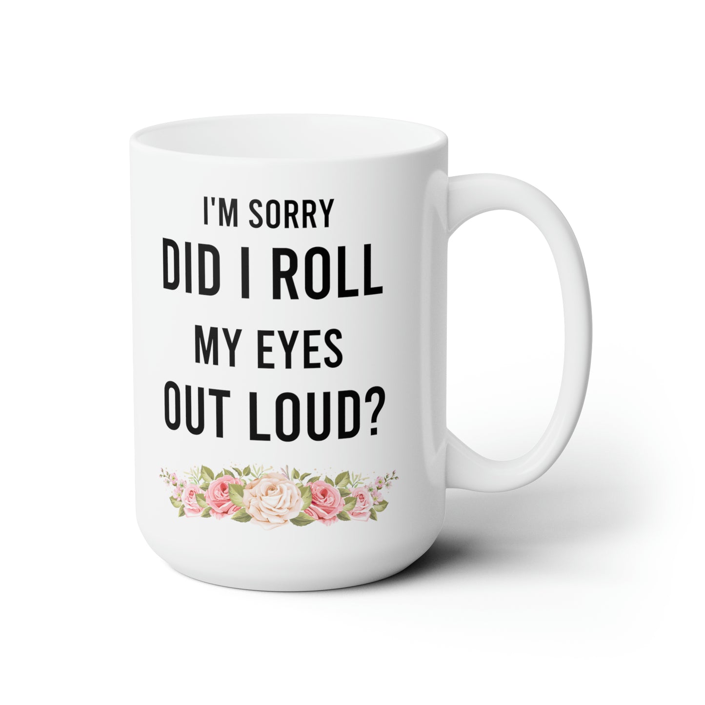 Funny White Coffee Mug with Floral Accent