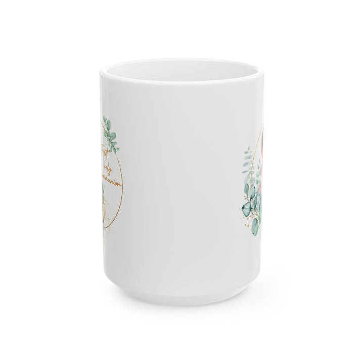 First Communion Mug for Boy – Elegant Eucalyptus Prayer Design