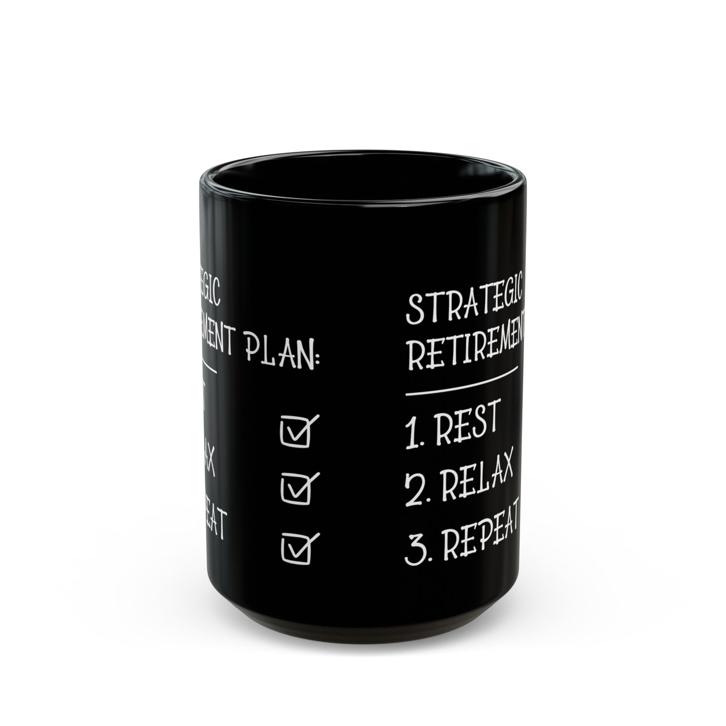 Strategic Retirement Plan Black Mug – Ideal Gift for Retirees