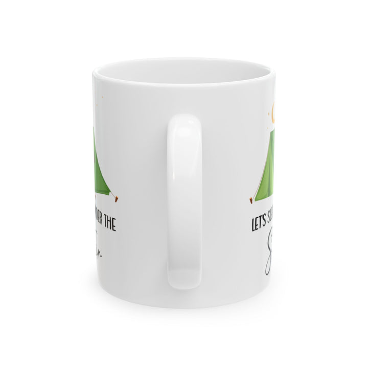Green Camping Tent Under Moon and Stars Ceramic Mug, (11oz, 15oz)