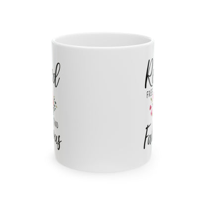 Retired Free and Fabulous White Mug with Floral Design – Perfect Gift for Retirees