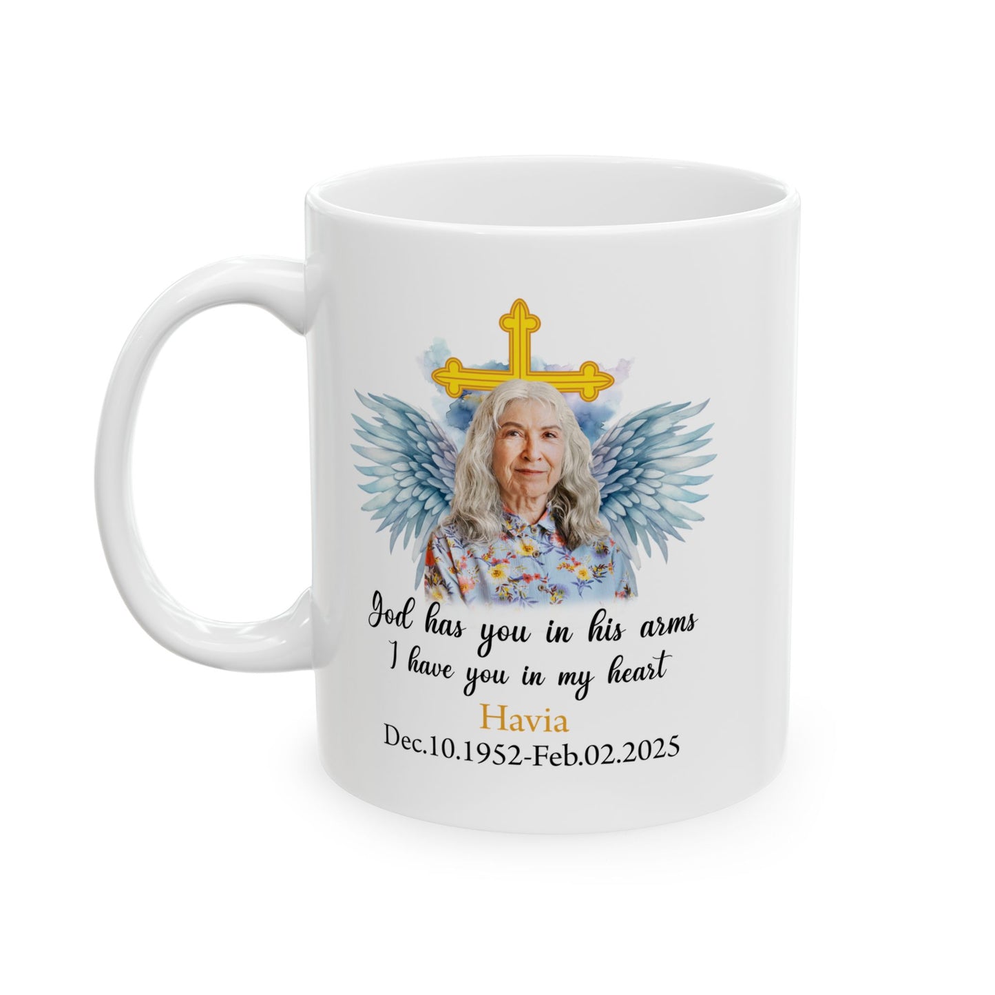 God Has You In His Arms Havia White Mug, (11oz, 15oz)