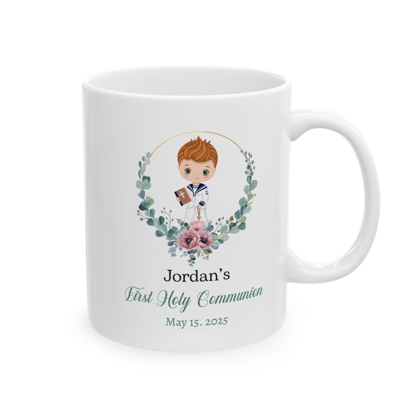Jordan's First Holy Communion Mug – Custom Gift for May 15, 2025