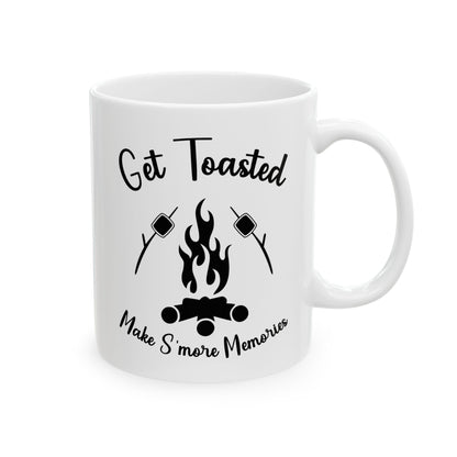 Minimalist Black and White Camping Design Ceramic Mug, (11oz, 15oz)