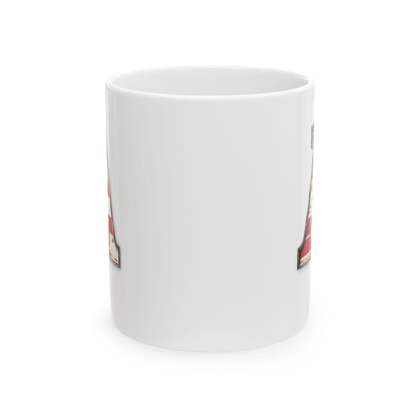 Mug - Patriotic American Flag Letter A with Kevin Name - Vintage Red, White, and Blue Design