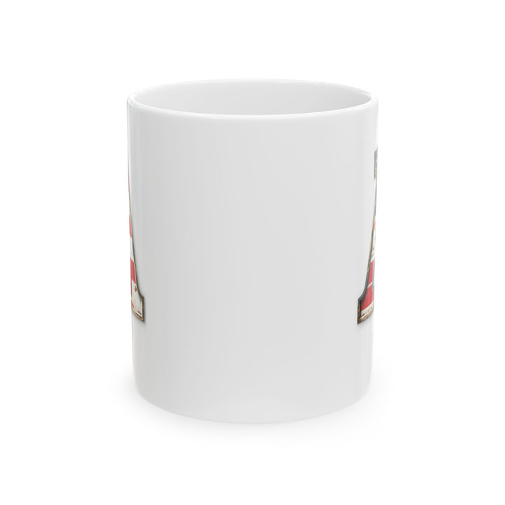 Mug - Patriotic American Flag Letter A with Kevin Name - Vintage Red, White, and Blue Design