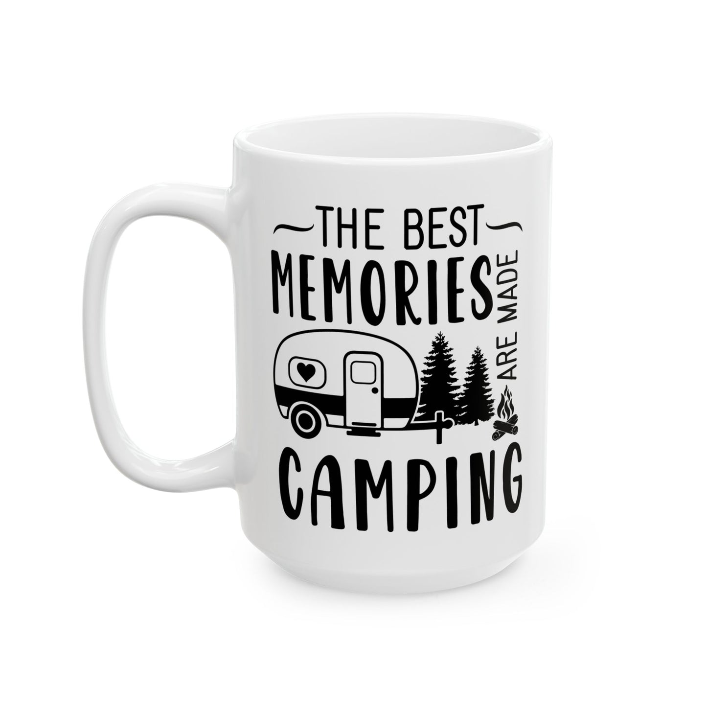 Minimalist Black Camping Design  Ceramic Mug, (11oz, 15oz)
