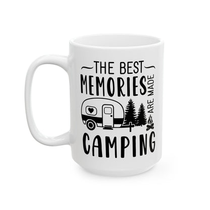 Minimalist Black Camping Design  Ceramic Mug, (11oz, 15oz)