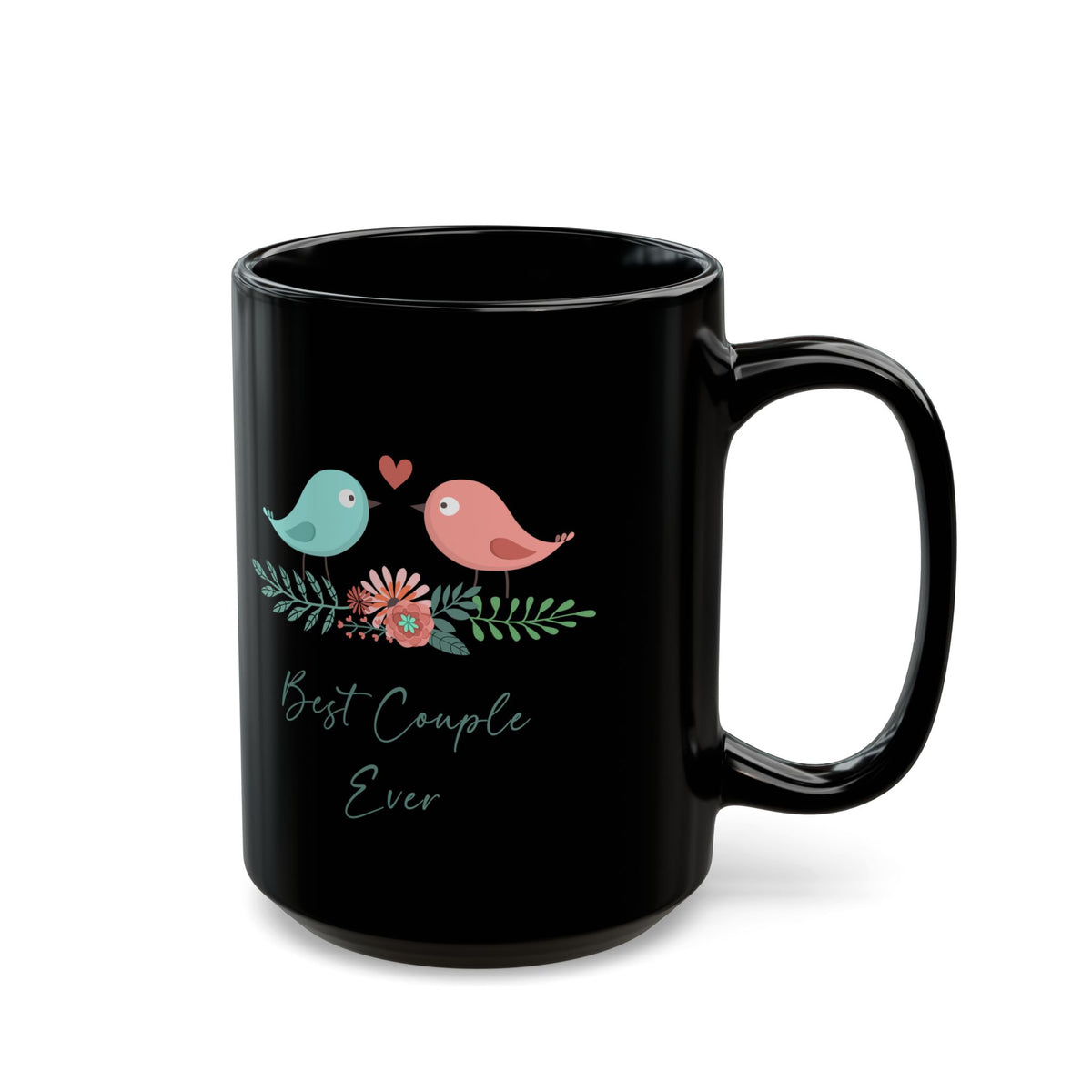 Best Couple Ever Black Mug – Cute Birds Romantic Gift for Couples
