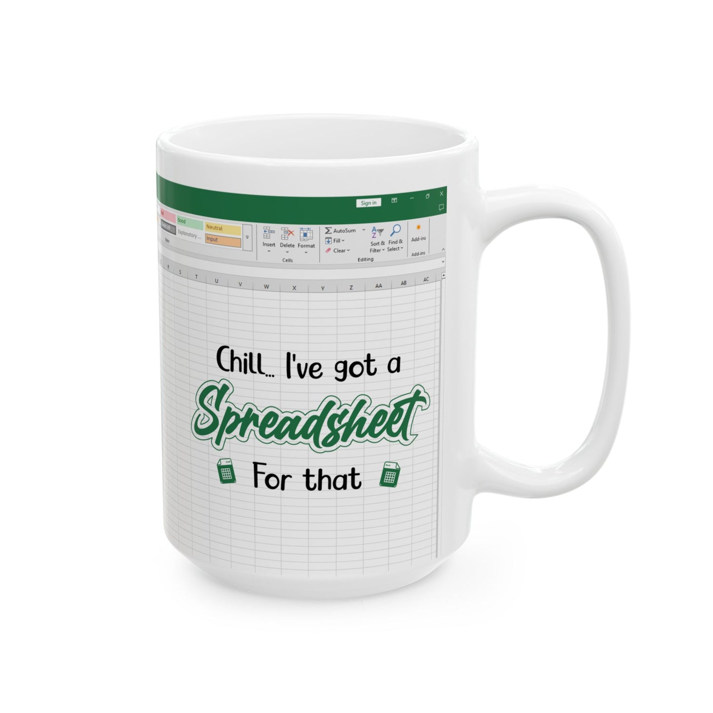 Funny Excel Mug for Data Lovers Ceramic Mug, (11oz, 15oz)
