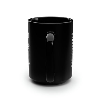 Motherhood Tall Black Mug – Powered by Love Fueled by Coffee
