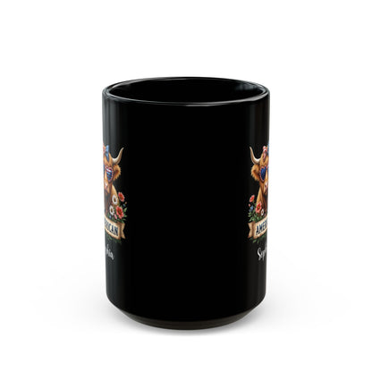 American Highland Cow Mug – Patriotic Personalized Coffee Cup Gift