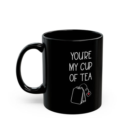 You're My Cup of Tea Mug – Black Ceramic with Teabag & Heart Tag