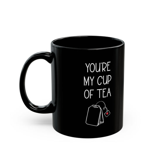 You're My Cup of Tea Mug – Black Ceramic with Teabag & Heart Tag
