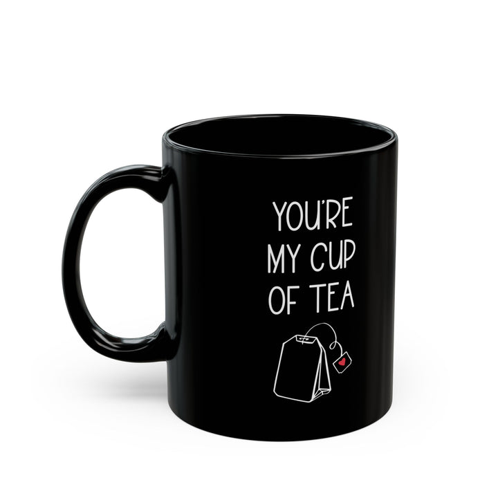 You're My Cup of Tea Mug – Black Ceramic with Teabag & Heart Tag