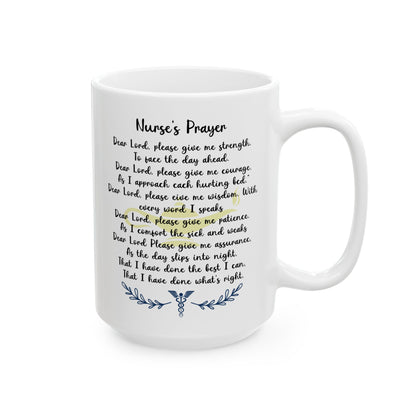 White Nurse Prayer Coffee Mug – Inspirational Christian Gift for RN, LPN, CNA – Thank You Mug for Nurses, Nursing Students, Healthcare Heroes