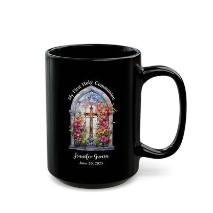 Black First Communion Mug – Personalized Gift for Girl
