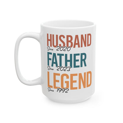 Husband Father Legend White Mug, (11oz, 15oz)