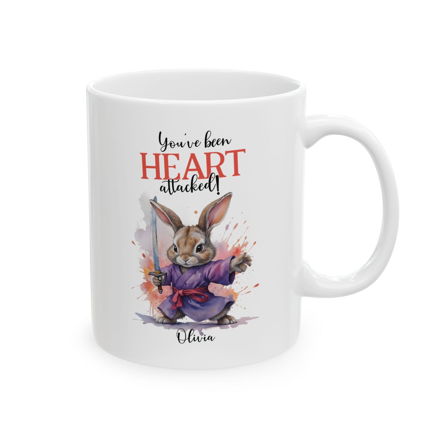 Heart Attack Bunny Mug – Personalized Funny Gift with Name