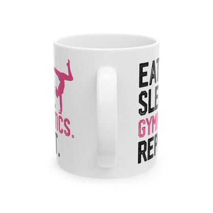 Eat Sleep Gymnastics Repeat White Mug, (11oz, 15oz)