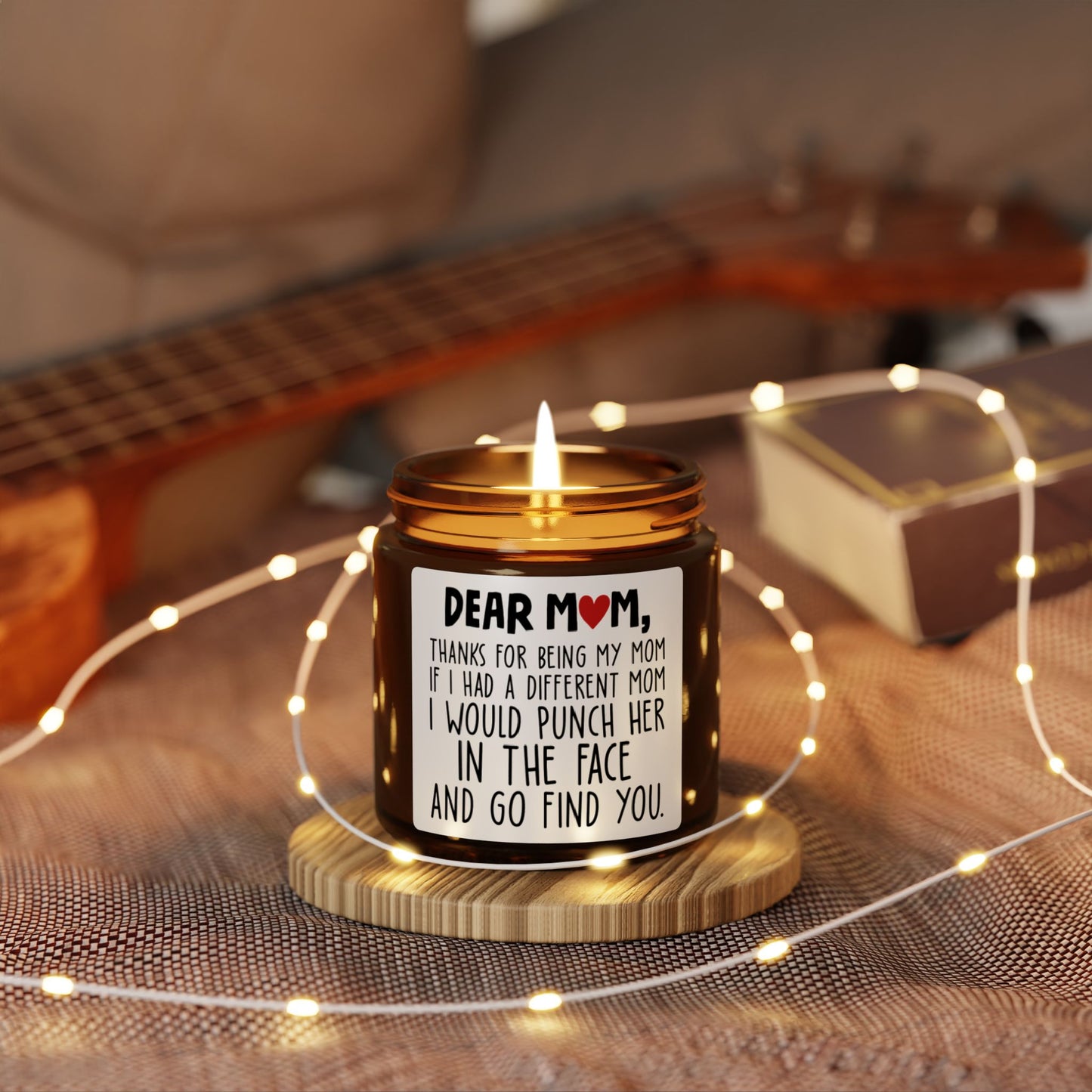 Dear Mom, I’d Punch Her in the Face Scented Soy Candle (Multi-Size, Amber Jar)