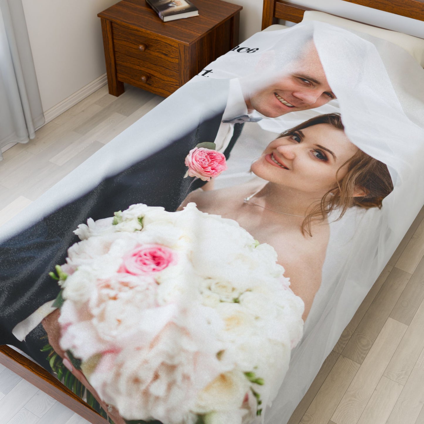 Elegant Wedding Couple Portrait Under Veil Blanket