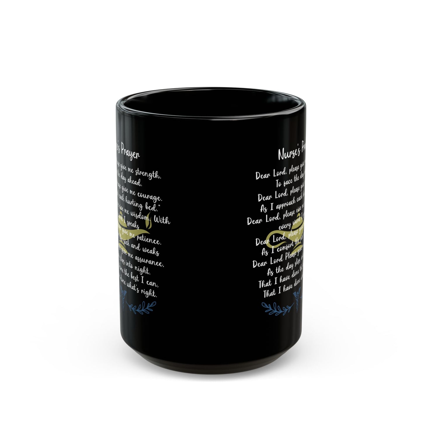 Black Nurse Prayer Coffee Mug – Christian Gift for RN LPN – Inspirational Thank You Gift for Nurses, Nursing Students, Healthcare Workers