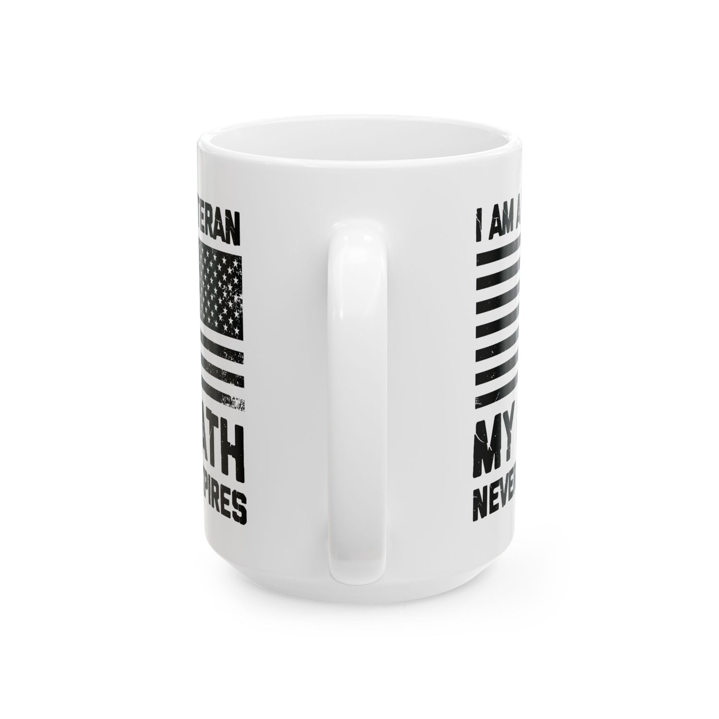 White Ceramic Patriotic Cup with American Flag – Military Gift for Men & Women