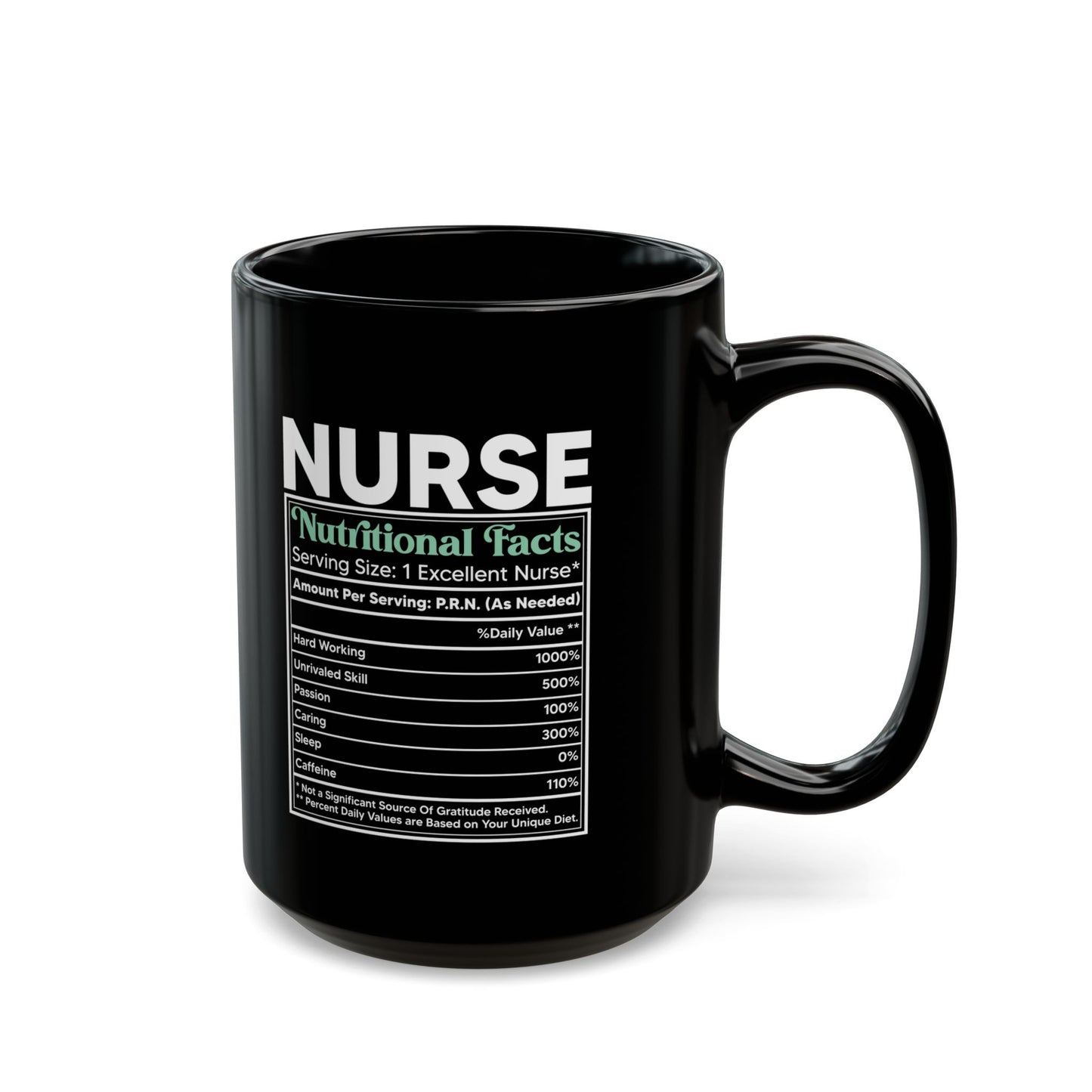 NURSE Nutritional Facts 11oz & 15oz  Black mug