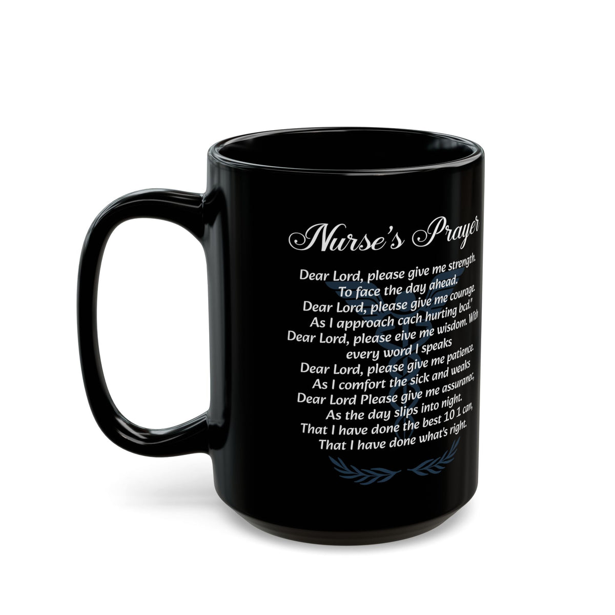 Nurse's Prayer Mug – Inspirational Gift for Nurses – Black Ceramic Coffee Cup for RN, LPN, Healthcare Workers, Christian Nurse Encouragement