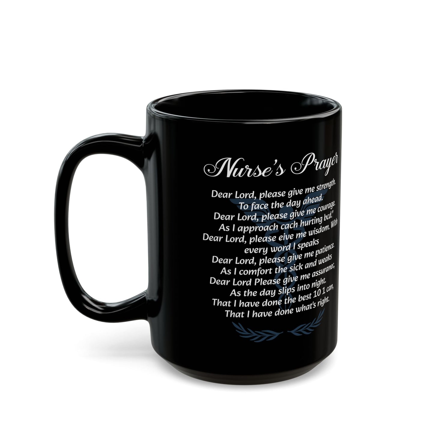 Nurse's Prayer Mug – Inspirational Gift for Nurses – Black Ceramic Coffee Cup for RN, LPN, Healthcare Workers, Christian Nurse Encouragement