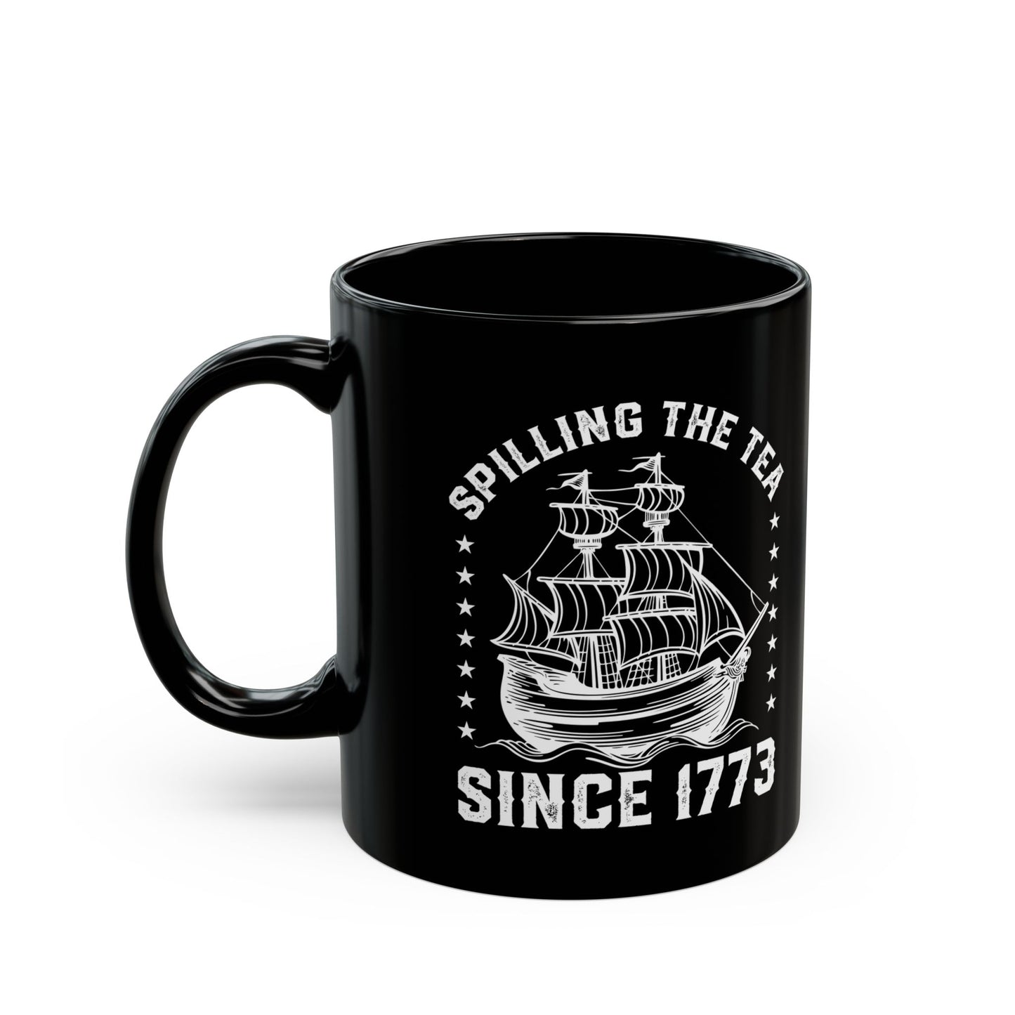 SPILLING THE TEA Black Mug (11oz, 15oz)