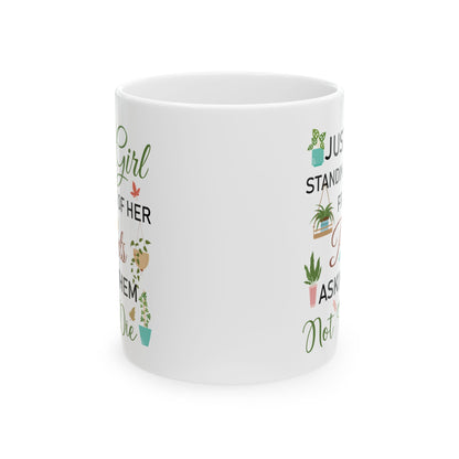 Give a Gift to a Plant Mom – Just a Girl with Her Plants Mug White Ceramic Coffee Cup