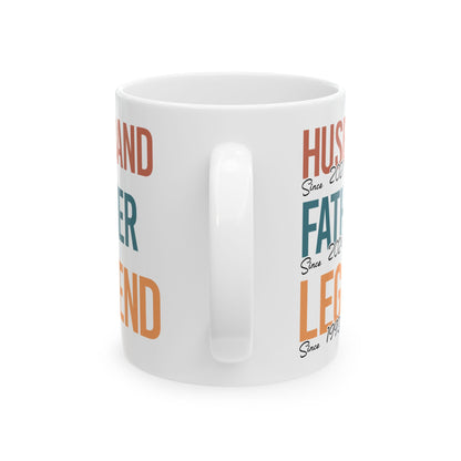 Husband Father Legend White Mug, (11oz, 15oz)