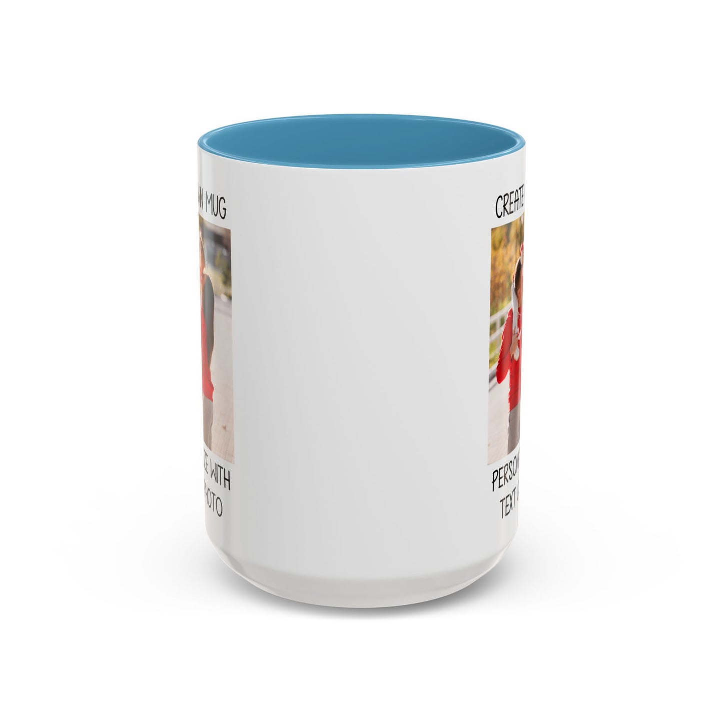 Happy Family Moments in Red Hoodies - Dad, Mom, and Daughter Outdoors Mug