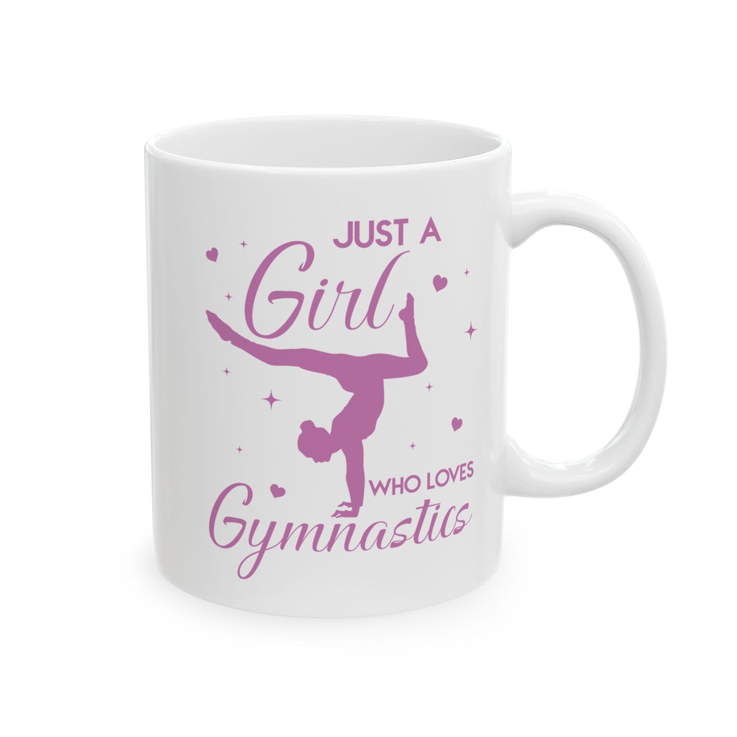 Just A Girl Who Loves Gymnastics White Mug, (11oz, 15oz)