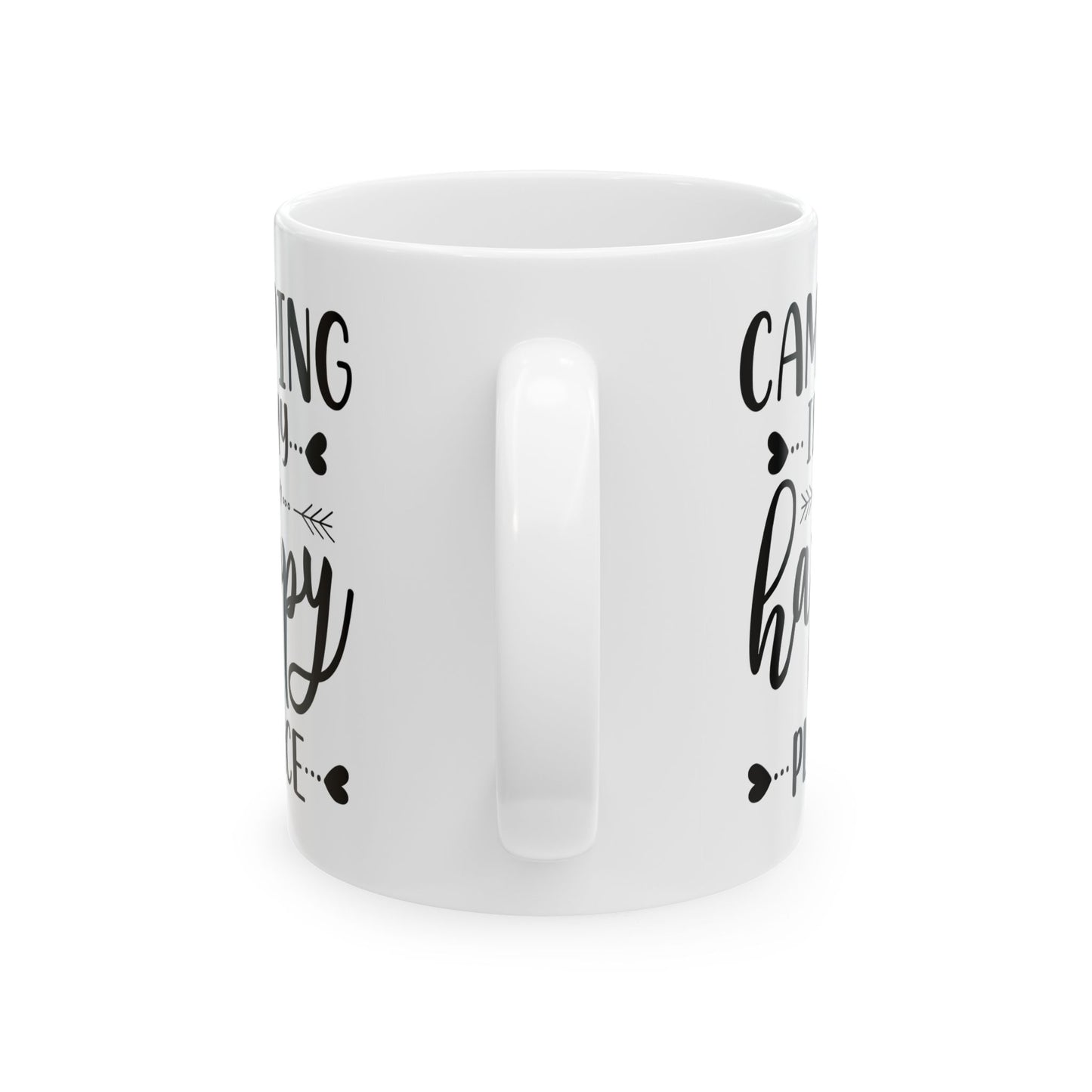 Minimalist Happy Typography Design Ceramic Mug, (11oz, 15oz)