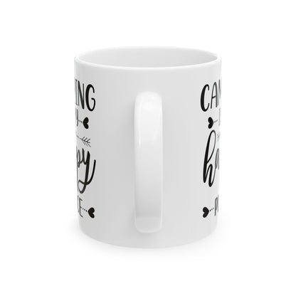 Minimalist Happy Typography Design Ceramic Mug, (11oz, 15oz)