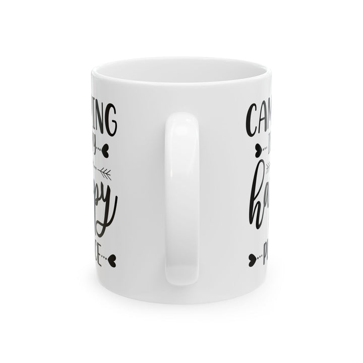 Minimalist Happy Typography Design Ceramic Mug, (11oz, 15oz)