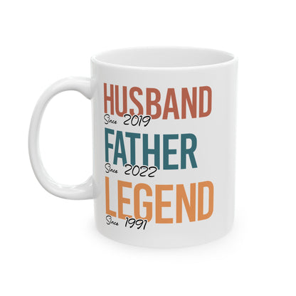 Husband Father Legend White Mug, (11oz, 15oz)