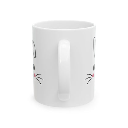Cute Bunny Face White Mug – Adorable Easter Gift for Kids