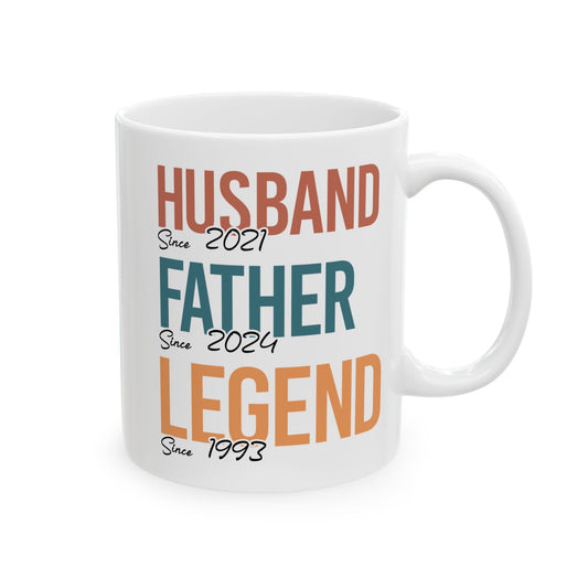 Husband Father Legend White Mug, (11oz, 15oz)