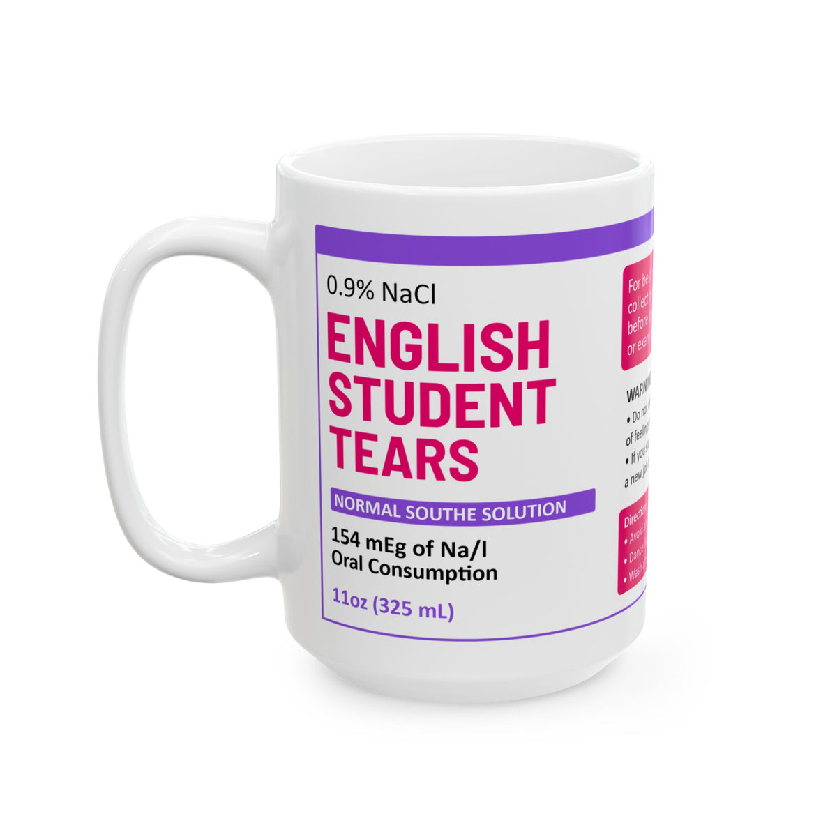 Funny English Student Tears Mug – Sarcastic White Coffee Cup for Teachers, Professors & Grammar Nerds