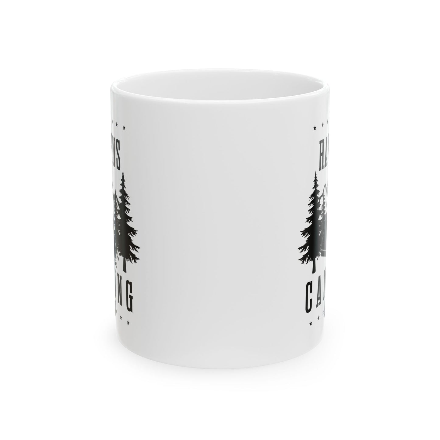 Minimalist Camping Design Ceramic Mug, (11oz, 15oz)