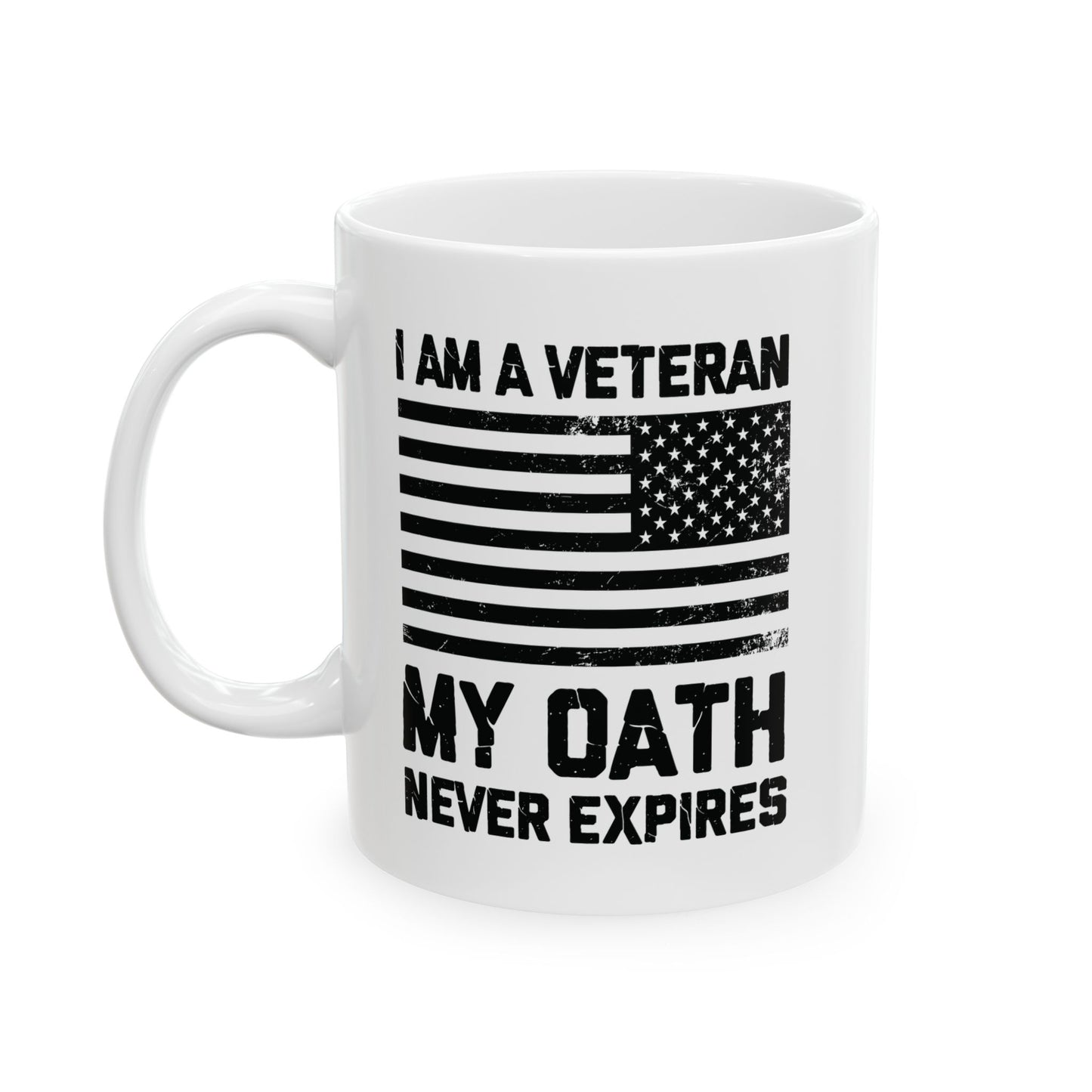 White Ceramic Patriotic Cup with American Flag – Military Gift for Men & Women