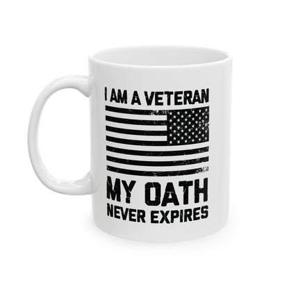 White Ceramic Patriotic Cup with American Flag – Military Gift for Men & Women