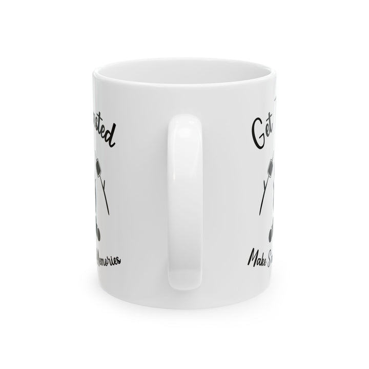 Minimalist Black and White Camping Design Ceramic Mug, (11oz, 15oz)